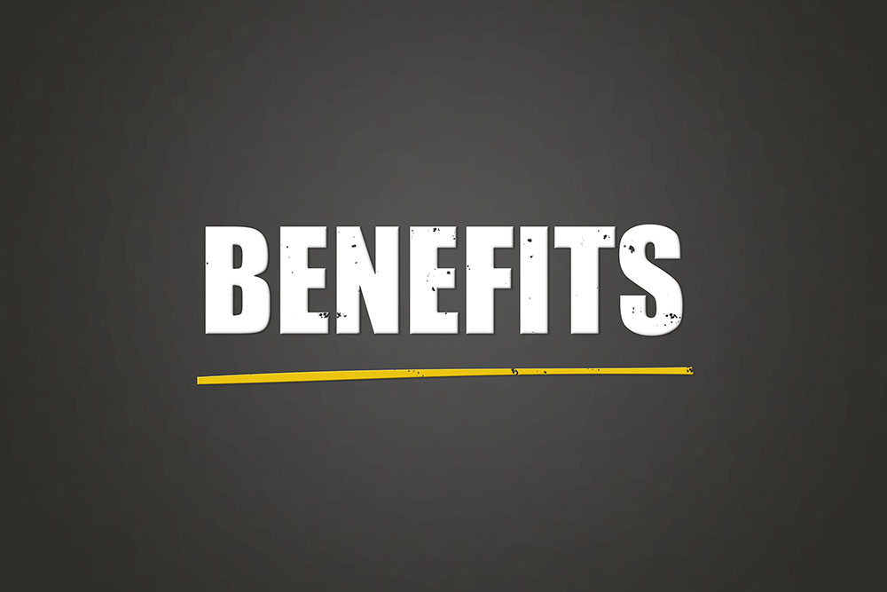 Benefits written on a chalk board